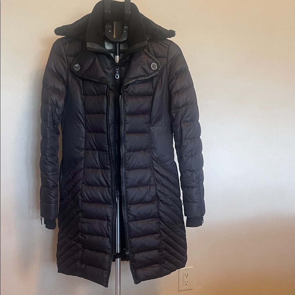 Women’s Black Quilted Long Puffer Coat - Guess by Marciano